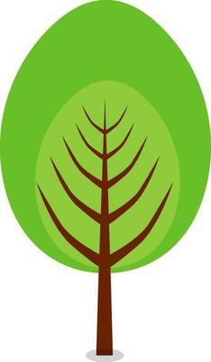 Flat illustration of green tree.