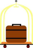 Luggage trolley with suitcase. vector