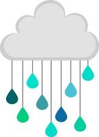 Cloud with colorful rain drops. vector
