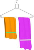 Illustration of towels on hanger. vector