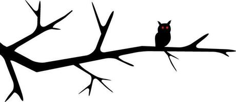 Silhouette of dry tree with an owl. vector