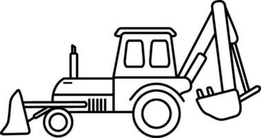 Line art illustration of an Excavator. vector