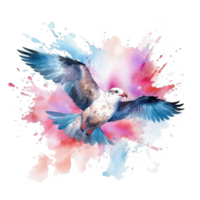 Flying Seagull Watercolor Illustration. Illustration AI Generative png