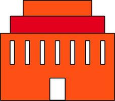 Building in orange and red color. vector