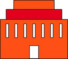 edificio en naranja y rojo color. vector