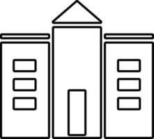 Black and white building in flat illustration. vector