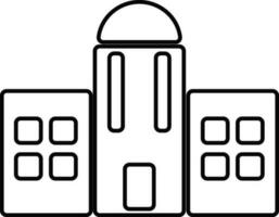 Black and white building in flat illustration. vector