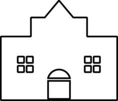 Black and white building in flat illustration. vector