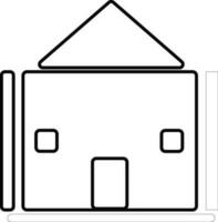 Black and white building in flat illustration. vector