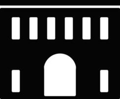 Black and white building in flat style. vector