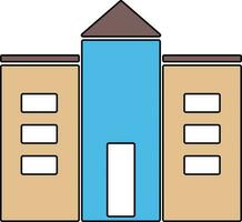 Cream and blue color building. vector