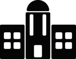 Black and white building in flat style. vector