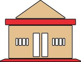 Shiny cream and red building. vector