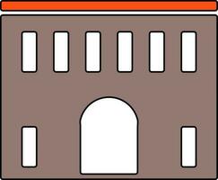 Brown and white building in flat style illustration. vector