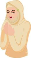 Beautiful praying islamic woman. vector