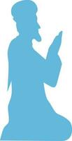 Flat illustration of praying islamic man. vector