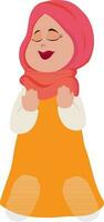 Illustration of praying muslim woman. vector