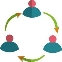 Circular style of people connected in half shadow for job concept. vector