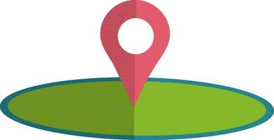 Half shadow of map pin icon with circular path in isolated. vector