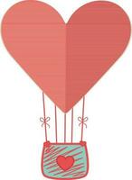 Hanging heart shape hot air balloon icon. vector