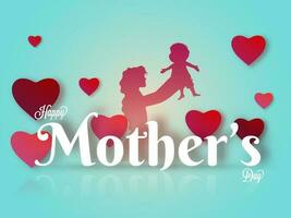 Shiny white text Happy Mother's Day, banner or poster design. vector