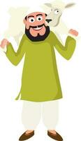 Character of a muslim man with goat. vector