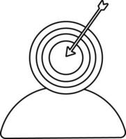 Illustration of target icon with arrow on employee face in stroke. vector
