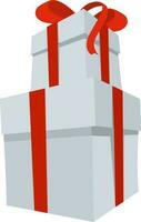 3D gift boxes with red ribbon. vector