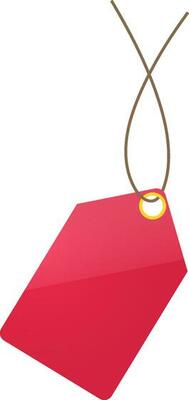 Pink hanging price tag or label.