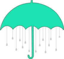 Green umbrella with rain drops. vector