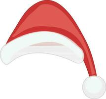 Santa claus red and white hat in flat style. vector