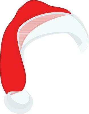 Santa claus red and white hat in flat style.