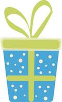 Blue gift box with green ribbon. vector