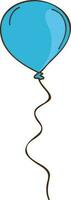 Balloon in blue color with ribbon. vector