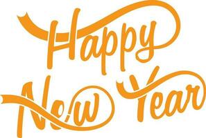 Happy new year text in yellow colour. vector