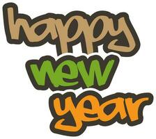 Colorful Happy New Year text. vector