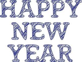 Happy new year text  in blue colour. vector