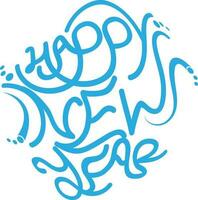 Happy New Year text in blue colour. vector