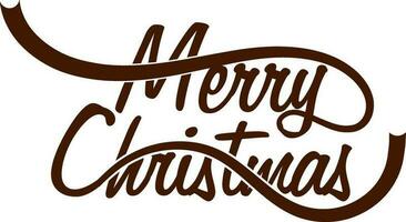 Merry christmas lettering design in brown colour. vector