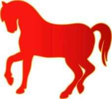 Red color silhouette of horse. vector