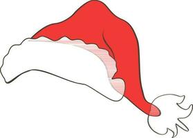 Vector illustration of a santa hat in red and white color.