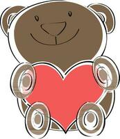 Line art illustration of teddy bear toy. vector