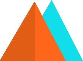 Orange and blue mountains in flat style. vector