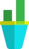 Flower pot with cactus plant in flat style. vector