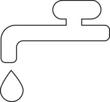 Water tab with falling drop in black line art. vector