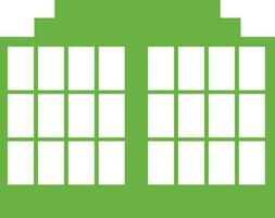 Green and white building. vector