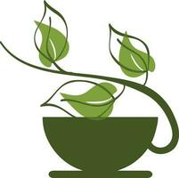 Flat illustration of cup with leaves. vector