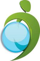 Eco man with blue circle. vector