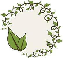 Green leaves decorated blank frame. vector