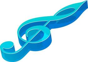 3d Glossy blue music note. vector